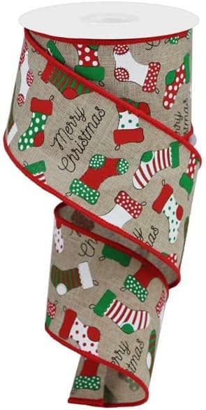 Божиќни чорапи на платно жичен раб лента - 10 јарди