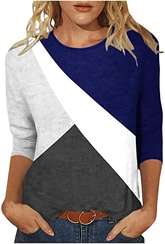 Девојки есен лето 3/4 ракав 2023 облека памучна екипа на вратот графички бренд лабава фит блуза кошула за дами 98 98