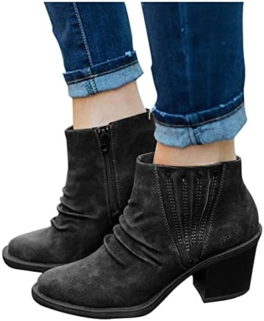 Ueуејуези потпетици бури чизми чизми околу пети широко вклопуваат жени чевли 2021 зимска мода мека велур кожни чизми