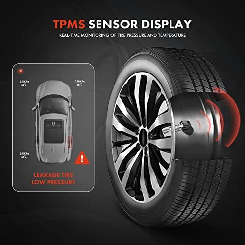 A-Premium Сензори за мониторинг на притисок во гумите, компатибилен со Volkswagen Jetta Passat Tiguan Golf Beetle CC Audi A3 A4 A5 Quattro 315 MHz 4-PC сет