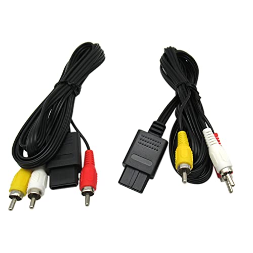 GXCDIZX 2PCS N64 AV кабел, композитен АВ кабел за кабел за Nintendo 64 N64, Super Nintendo SNES, GameCube GC