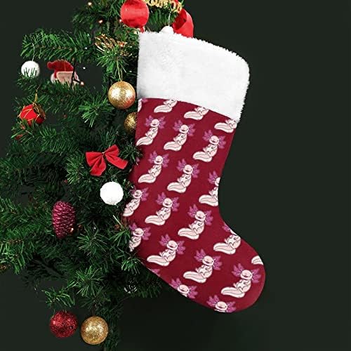 Смешни аксолотл Божиќни чорапи порибување на Божиќни дрвја санта украси што висат украси за одмори од камин 16,5 “