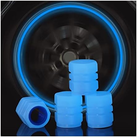 Ксирујнфд Универзален флуоресцентен вентил на гуми за гуми 4 парчиња, светлосни капаци на матични гуми, капачиња за вентили