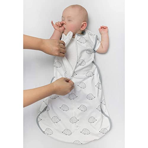 Swaddledesigns мека руно вреќа за спиење, еж, црна, средна, 6-12 месеци, носено ќебе со двонасочен патент