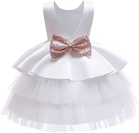 Tuiji Toddler Sequins bowknot без бек -бек -страници за венчавки, цветна специјална пригода фустани