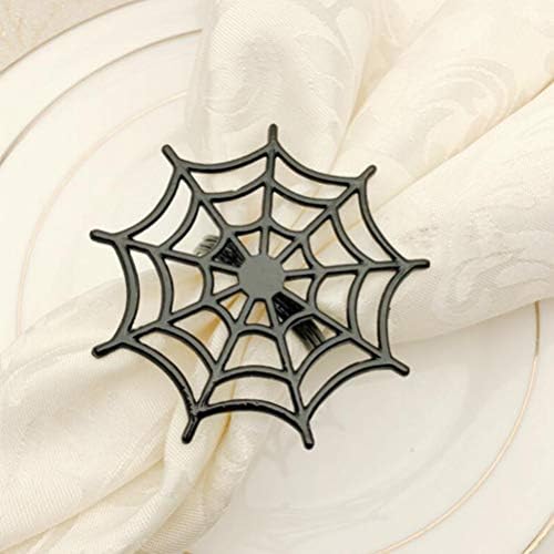 Frcolor 4PCS Spider Web Solid Holder, Ноќта на вештерките на салфетка прстени метални салфетки за салфери за свадби на фестивалски забави
