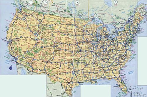 Подароците го воодушевуваат ламинат 36x24 постер: Патна мапа - во високи автопатишта на САД. Мапата на автопатите во САД во