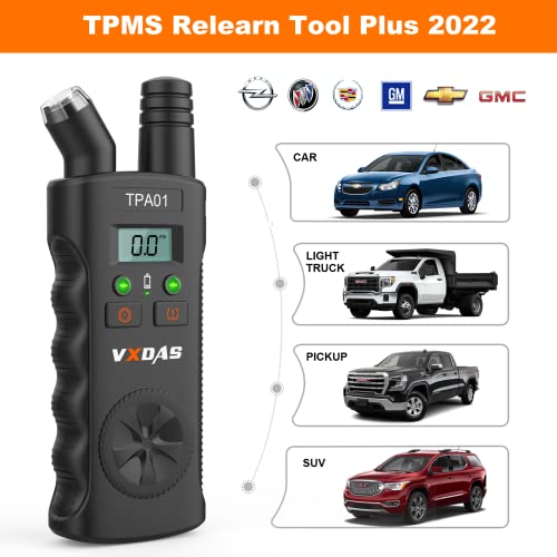 TPMS Relern алатка плус дигитален мерач на притисок на гуми со сензор за мониторинг на притисок во гумите, компатибилен за Bucik Cadillac
