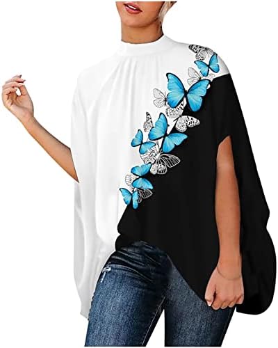 Летна есенска маица за дами 2023 Краток 1/2 3/4 Долман ракав екипаж на вратот на вратот лабав вклопување опуштено вклопување маичка