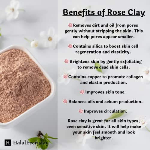 Halaleveryday Rose Clay 1/2 lb - Чиста роза од глина - детоксикација и подмладување на глина - блага и нежна глина - само снабдување