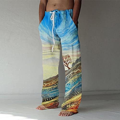 Miashui 6 пена Менс мода обичен печатен џеб чипка на панталони со големи димензии Мажи се протегаат панталони