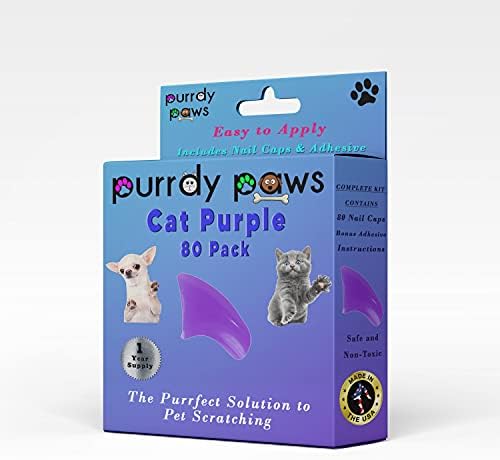 Пурди Шепи Една Година Снабдување Меки Капачиња За Нокти За Мачки Виолетова Средно-Дополнителни Лепила