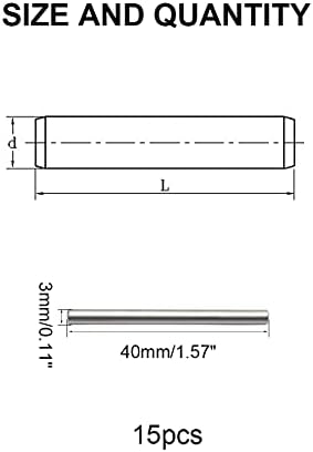 Weideer 15pcs 3mmx40mm 304 цилиндричен пин од не'рѓосувачки челик се користи за додатоци за замена на полица G-003-3x40mm