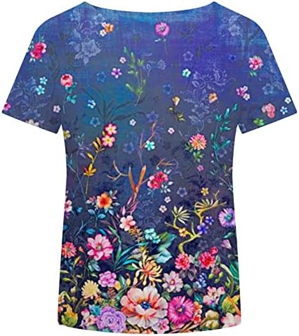 Жените V Вратот Маици Краток Ракав Обичните Летни Маици Блуза 3д Цвет Печатење Плус Големина Лабава Одговара Удобни Меки Туники