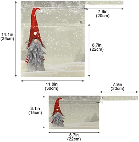 Ззххб Божиќен Гном Снег Водоотпорна Влажна Торба Ткаенина За Повеќекратна Употреба Пелена Влажна Сува Торба Со Патент Џеб За Патување