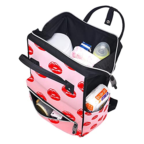 Љубов Црвени Усни Торби За Пелени Торби За Мумии Ранец Со Голем Капацитет Торба За Пелени За Нега На Бебиња