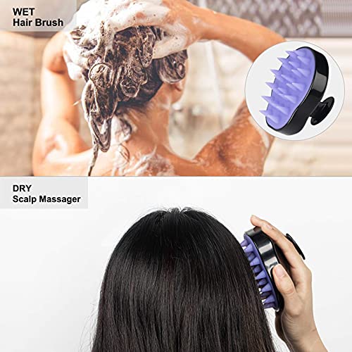 Четка за шамсираат шампер за коса со 2-пакети за коса со четка за масажер со масажер за коса, ажурирана четка за шампон за коса, влажна
