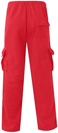 Ymosrh џогер панталони за мажи за мажи јаже Олабавување на половината цврста боја џеб панталони лабави спортски панталони