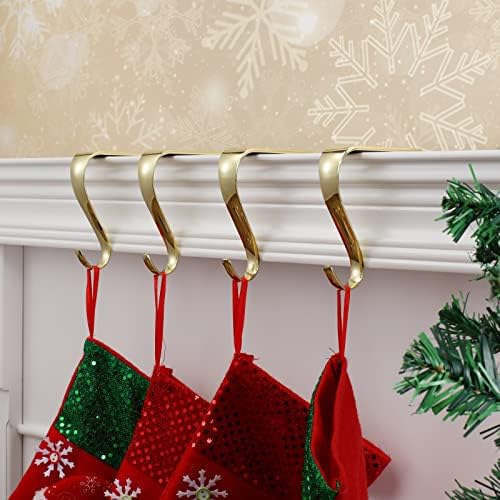 Божиќни закачалки за порибување за сет од 4, божиќни држачи за порибување за камиони со метални куки за чорапи за полица за полица