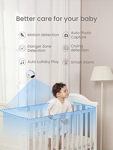 Симшајн Безжичен Бебешки Монитор со Апликација За Паметни Телефони За Пристап До Телефон, Аи Плаче Смирувачка Приспивна Песна,