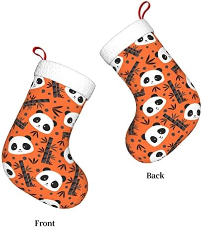 Cartoon Cartoon Panda Christmas Stocking 18 инчи Божиќ што виси чорап класичен празник за украсување чорапи
