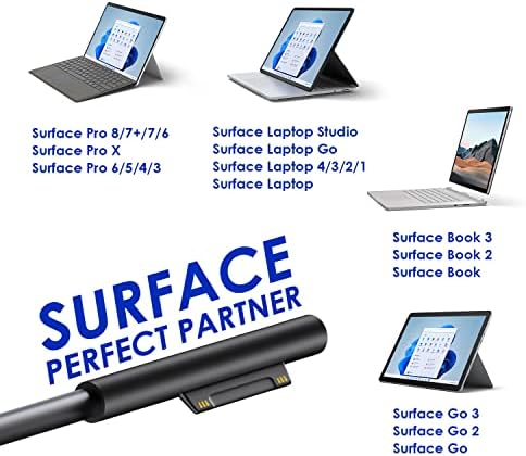 За Surface Pro Charger 65W, компатибилен со Microsoft Surface Pro 9, 8, 7+, 7, 6, 5, 4, 3, x, лаптоп на површината на Windows
