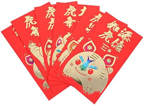 ТОЈАНДОНА 6 парчиња Година На Тигар Црвен Пакет Хороскопски Подароци Пликови Црвени Пликови Кинески Црвени Пликови Пликови За Подароци Џеб За