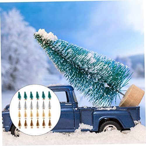 Totority 48pcs мини новогодишна елка вештачки, пара, минијатурни божиќни декори, снег мраз дрво, украсен украс за елка
