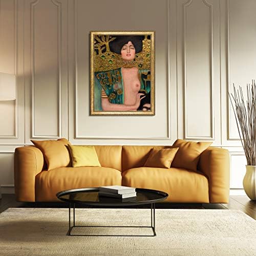 La Pastiche KLG7032-FR-870901330X40 Judith Klimt I металик украсено уметничко дело од Густав Климт со рамка за златна плетенка во Верона