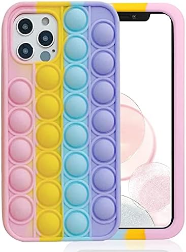 Cimedivo fidget играчки кутија за iPhone12 / 12 Pro, притиснете меур поп симпатична каваи, случај, стрес -олеснувач Силиконски телефонски