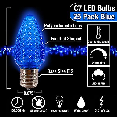 Mik Решенија C7 LED Сијалица Сина Замена Божиќни Светилки Фацетирани Доградба Свеќа Форма Комерцијални Одделение Е12 Приклучок