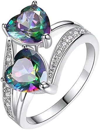 Loveубов легура Вклучени прстени Девојки Трендовски полу -рингевски прстен Популарен скапоцен камен Исклучителен прстен Едноставен