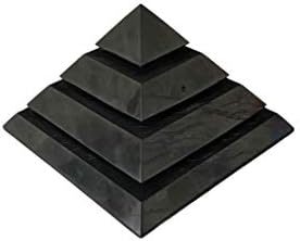 Shungite пирамида 3,94 инчи 100 мм полиран | Природен шангит од Карелија Русија | Лекување камен | Заштита на ЕМФ | Чакра | Реики |