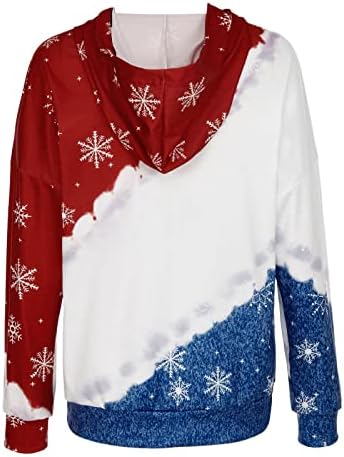 Симпатични џемпери за жени Божиќни печати прилагодливи врвови со качулка класични атлетски жени дуксери
