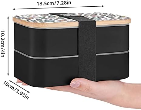 Голема кутија за пастел-леопар-кутија со голема бенто кутија со прибор за јадење со прибор за јадење 40oz јапонски бенто кутија