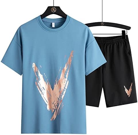 Летна машка маица за летни маички постави две парчиња спортска облека костум кошаркар спортски фитнес печатен краток ракав машки костум плус