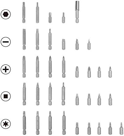 Завртки за шрафцигер со 51 -парчиња шрафцигер парчиња поставени повеќе бити поставени со склопени окус хексадецимални битови и возач