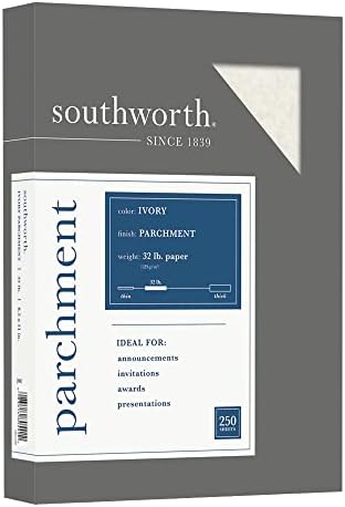 Специјална хартија за пергамент Southworth®, 8 1/2 x 11, 32 lb, слонова коска, пакет од 250