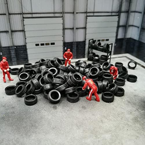 Natefemin 100 пакет црна минијатура 1:64 модификација на гума за гума на гума за диорама, модел на модел на додаток на сцена сцена