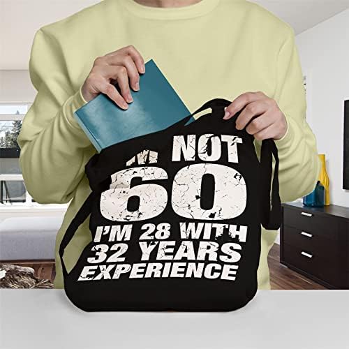 60 -ти роденденски подароци за жени - Јас не сум 60 кеси за платно за дами, торба за памучно рамо, торба за еднократно користење