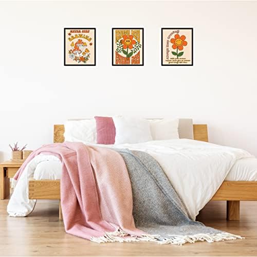 Хипи wallидна уметност гроздобер wallид декор отпечатоци сет од 6 хипи цветни платно 60 -ти 70 -ти ретро постери апстрактни минималистики