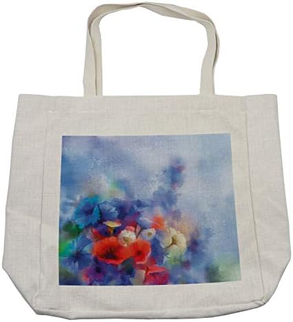 Торба за купување цвеќиња Амбесон, боја на природни елементи Ботанички цветни мотиви занаетчиски депиција на природен живот, еколошка торба за