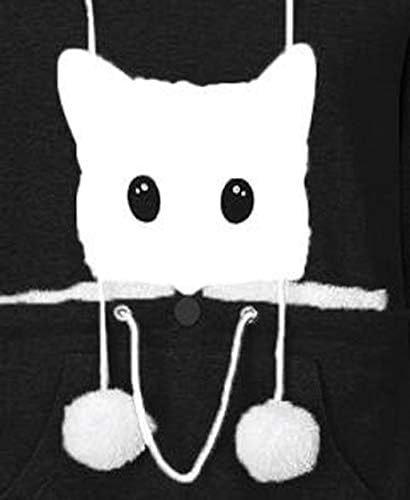 Пет торбичка за домашни худи женски носат џемпер со маички мачки мачки врвови животински блуза пулвер торбичка за дишење женска блуза Ц-црна црна