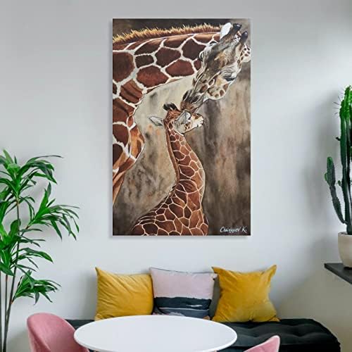 Животински постери жирафа мајка расипува бебе постери за момчиња соба диносаурус постери платно wallидни уметнички отпечатоци за wallидни