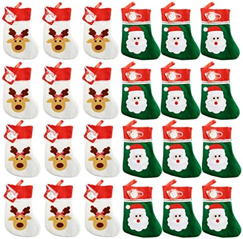 Сет од 24 мали ирваси и Божиќни чорапи на Дедо Мраз! 3,54 x 6.3 Симпатични Божиќни чорапи совршени за декорација, настани, забави