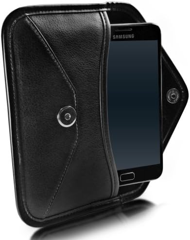 Boxwave Case за LG K8S - Елитна торбичка за кожен месинџер, синтетичка кожна покривка Дизајн на пликови за LG K8S - Jet Black