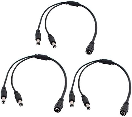 X-Ree 3 PCS 2,1 mm x 5,5 mm DC 1 женски до 2 машки кабел за сплитер на моќност за CCTV камера (3 парчиња 2.1mm x 5,5мм DC 1