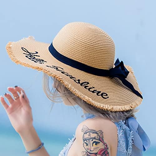 Women'sенска широка заштитена заштита од сонце, слама капа, излиена флопи капа, летна УВ заштита капа на плажа