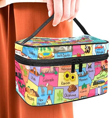 Цртан филм САД Мапа Шминка Торба За Жени Девојки, Козметика Торба Патување Шминка Организатор Торба