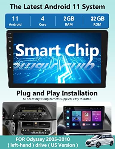 2g+32G Android 11 Автомобил Стерео За Хонда Одисеја 2005-2010, Bluetooth Apple Carplay Andriod Auto, 10.1 Екран На Допир Мултимедијален